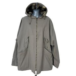 Vintage Brandon Thomas Chore Coat Reversible Khaki Brown Plaid Hooded Mens Large